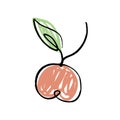 Vector funny apple line art logo in color Royalty Free Stock Photo