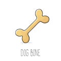 Vector funny cartoon cute brown dog bone Royalty Free Stock Photo