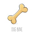 Vector funny cartoon cute brown dog bone Royalty Free Stock Photo