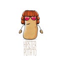 Vector funny cartoon cute brown hipster potato