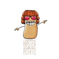 Vector funny cartoon cute brown hipster potato