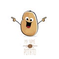 Vector funny cartoon cute brown potato isolated on white