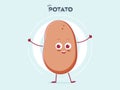 Vector funny cartoon cute brown smiling tiny potato isolated on white background. My name is potato