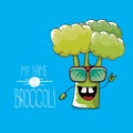 Vector funny cartoon cute green broccoli character Royalty Free Stock Photo