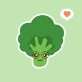 vector funny cartoon cute green smiling broccoli character isolated on color background. vegetable broccoli. Fresh green Vegetable