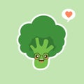 vector funny cartoon cute green smiling broccoli character isolated on color background. vegetable broccoli. Fresh green Vegetable