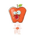 Vector funny cartoon cute red apple character isolated on white background. My name is apple vector concept. super funky Royalty Free Stock Photo