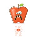 Vector funny cartoon cute red apple character isolated on white background. My name is apple vector concept. super funky Royalty Free Stock Photo