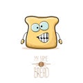 Vector funny cartoon cute sliced bread character isolated on white background. My name is bread concept illustration Royalty Free Stock Photo