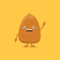 Vector funny cartoon cute smiling tiny potato isolated on yellow background. vegetable funky character