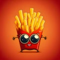 vector funny cartoon french fries potato character with sunglasses isolated on orange background. funky food character Royalty Free Stock Photo