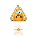 Vector funny cartoon cute orange smiling pumkin isolated on white background. My name is pumkin vector concept Royalty Free Stock Photo