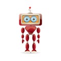 Vector funny cartoon red friendly robot character isolated on white background. Kids 3d robot toy. chat bot icon Royalty Free Stock Photo