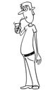 Vector Comic Cartoon of Man Drinking Soda Pop or Water or Fizzy Drink or Lemonade or Drink by Straw