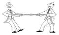Vector Comic Cartoon of Two Businessmen or Business Competitors Playing Tug of War with Rope. Royalty Free Stock Photo