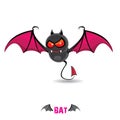 Vector funny devil bat with wings.