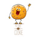 Vector funny hand drawn homemade chocolate cookie character isolated on white background. My name is cookie concept Royalty Free Stock Photo