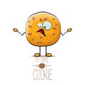 Vector funny hand drawn homemade chocolate cookie character isolated on white background. My name is cookie concept Royalty Free Stock Photo