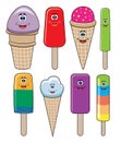 vector funny icecream and popsicles Royalty Free Stock Photo