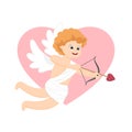 Vector Funny little Valentine Day cupid angel aiming at someone