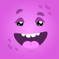 Vector funny moster square monster faces with different emotions, smiles, emoticon set for messenger, sticker, social media,