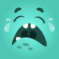 Vector funny moster square monster faces with different emotions, smiles, emoticon set for messenger, sticker, social media,