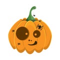 vector funny pumpkin with eyes, spider web with spiders, halloween element