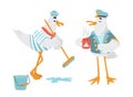 Funny vector seagulls sailors