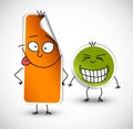 Vector funny stickers green and orange