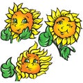 Vector funny sunflower shows ok