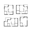 Vector furniture architect plan of building set