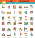 Vector furniture flat line icon set. Modern elegant style design for web.