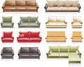 Vector furniture icon set. Sofas Royalty Free Stock Photo