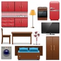 Vector Furniture Icons Royalty Free Stock Photo