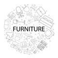 Vector Furniture pattern with word. Furniture background