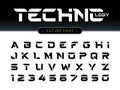 Vector of Futuristic Alphabet Letters and numbers, Future Techno stylized fonts Royalty Free Stock Photo