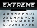 Vector of Futuristic Alphabet Letters and numbers, Future Techno stylized font Royalty Free Stock Photo