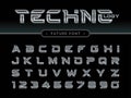 Vector of Futuristic Alphabet Letters and numbers, Future Techno stylized fonts Royalty Free Stock Photo