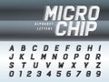 Vector of Futuristic Alphabet Letters and numbers, Microchip Techno stylized fonts