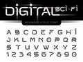 Vector of Futuristic Alphabet Letters and numbers, One linear stylized rounded fonts, Digital Techno Royalty Free Stock Photo