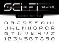 Vector of Futuristic Alphabet Letters and numbers, One linear stylized rounded fonts, Digital Techno Royalty Free Stock Photo