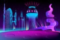 Vector futuristic city on other planet, megapolis Royalty Free Stock Photo