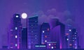 Night city illustration. Dark urban scape. Abstract background Royalty Free Stock Photo