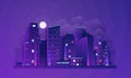 Night city illustration. Dark urban scape. Abstract background Royalty Free Stock Photo