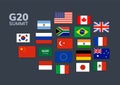 Vector G20 country flag Mexico, USA, Canada. G20 flag set icon Royalty Free Stock Photo