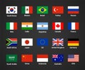 Vector G20 country flag Mexico, USA, Canada. G20 flag set icon Royalty Free Stock Photo