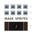 Vector Game Asset with Top View Sprites of Mage Royalty Free Stock Photo