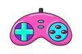 Vector game controller gamepad icon. Pink joystick element flat style isolated on white background. Retro gamer device. Royalty Free Stock Photo