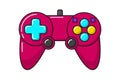 Vector game controller gamepad icon. Red joystick element flat style isolated on white background. Retro gamer device. Royalty Free Stock Photo