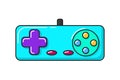 Vector game controller gamepad icon. Turquoise joystick element flat style isolated on white background. Retro gamer Royalty Free Stock Photo